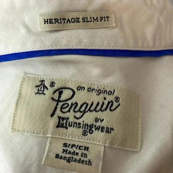 Original Penguin by Munsingwear Men’s Small Long Sleeve Button Down White Shirt - Picture 6 of 10